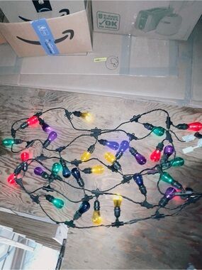 Plug in Edison colored outdoor bulb strand!